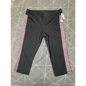 Ideology Women’s Black Stretch Color Block Active Wear Capri Leggings S